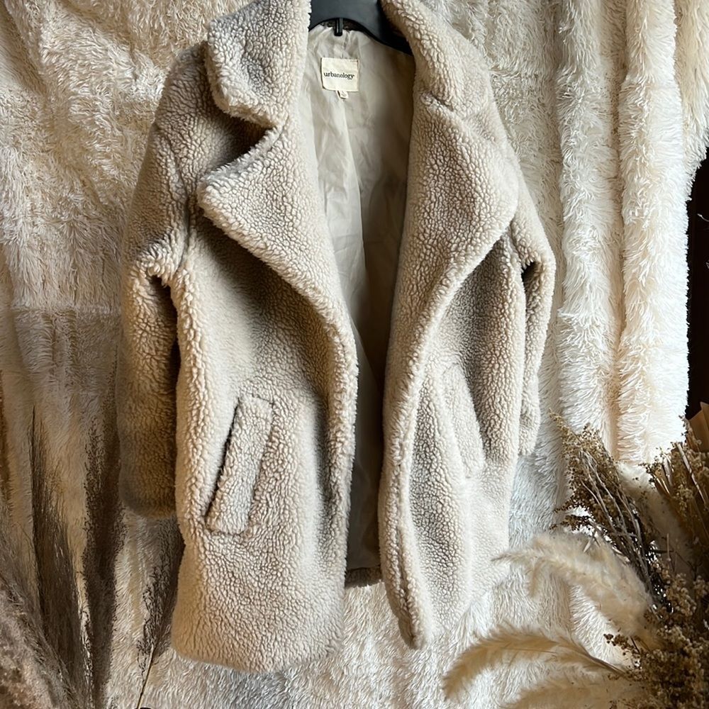 Soft Teddy Coat Jacket in Light Beige